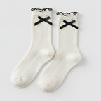 White Bow Ruffle Ribbed Crew Socks – apparel accessories (view 1)