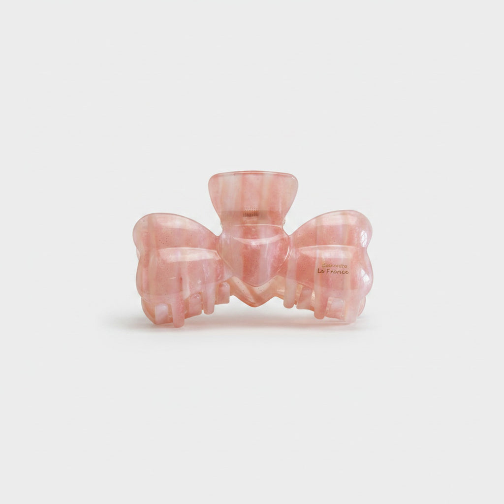Pink Pearl Bow Hair Claw Clip