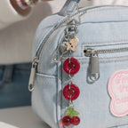 Red Cherry Acrylic Keyring With Star Charm