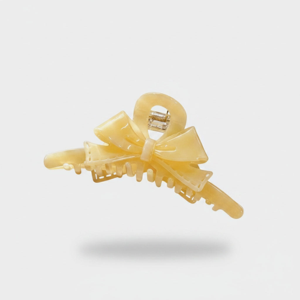 Pale Yellow Bow Hair Claw Clip