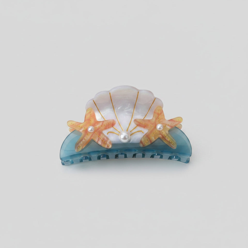 Seashell Pearl Starfish Hair Claw Clip