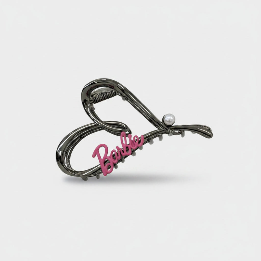 Pink Barbie Metal Hair Claw With Pearl