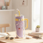 Peach Cow Charm Travel Tumbler With Lid