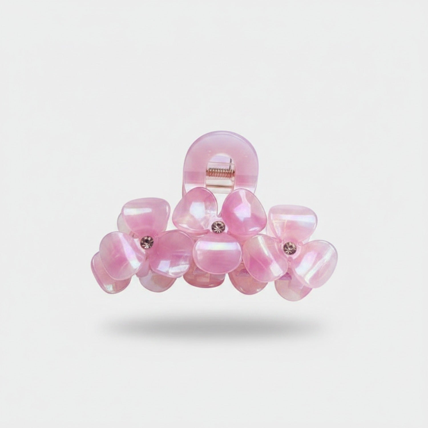 Peach Flower Beaded Resin Hair Claw