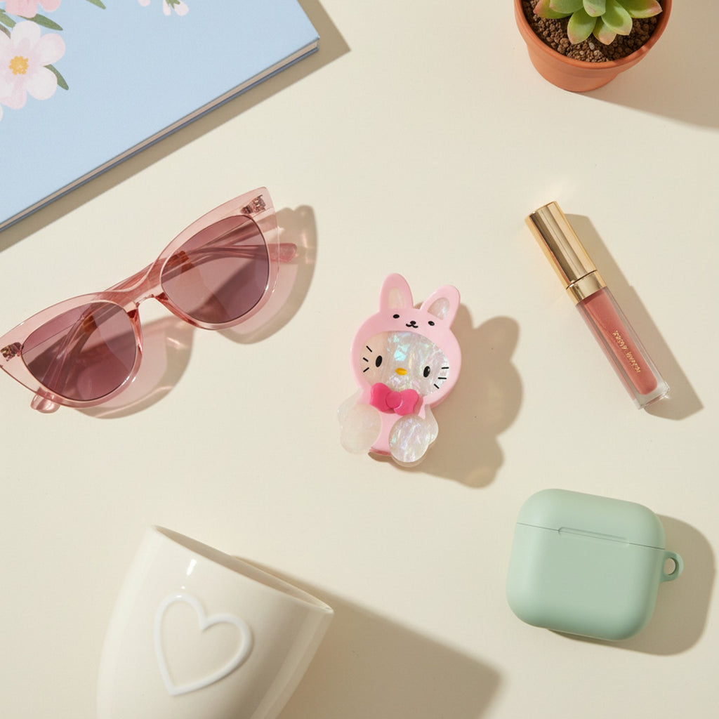 Pink Bunny Acrylic Hair Claw With Bow