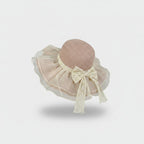 Cream Lace Bow Straw Sun Hat