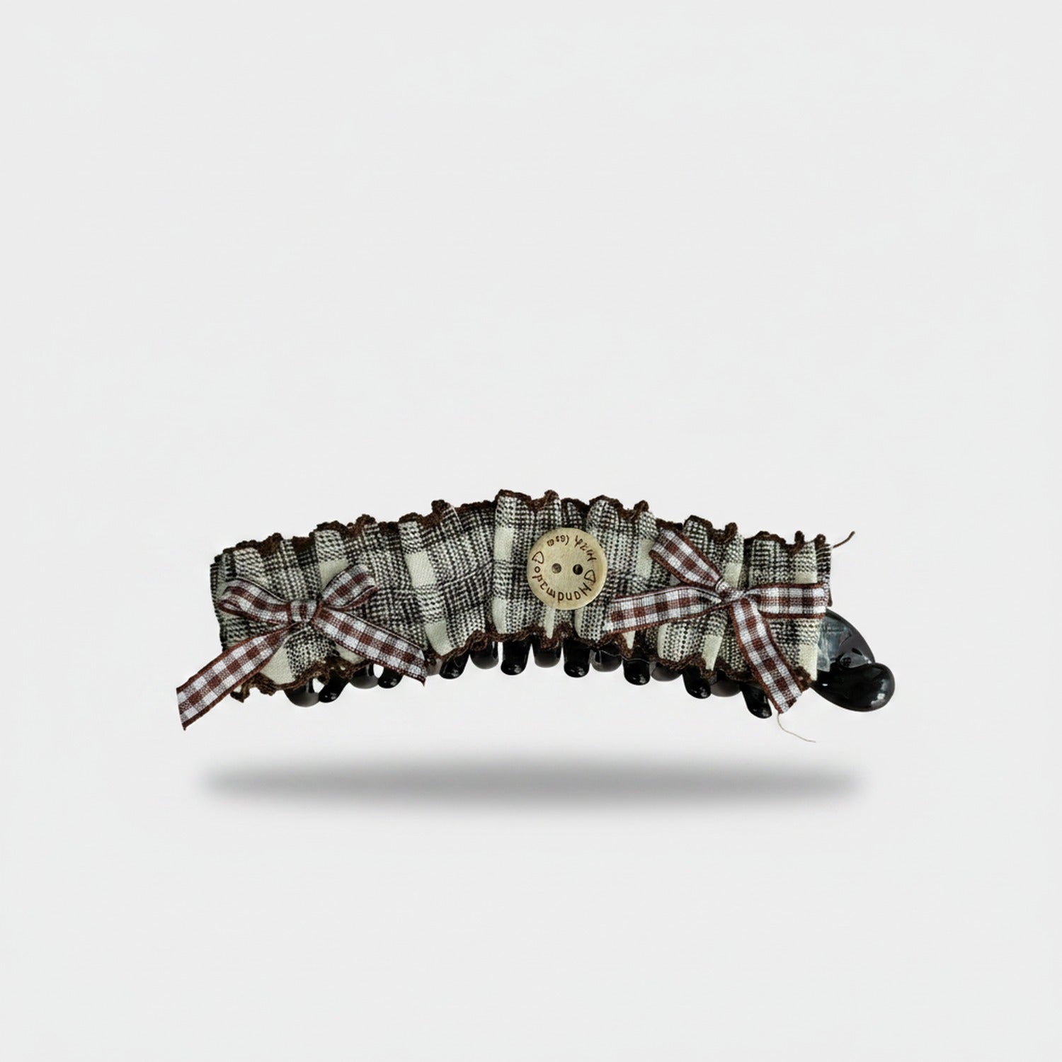 Checkered Lace Hair Claw With Bow And Beads