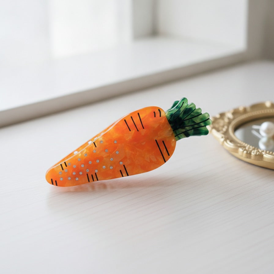 Carrot Shaped Hair Claw Clip - Orange