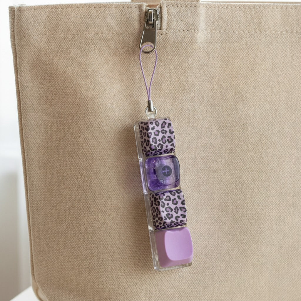 Leopard Print Nail Polish Keychain - Purple Leopard
