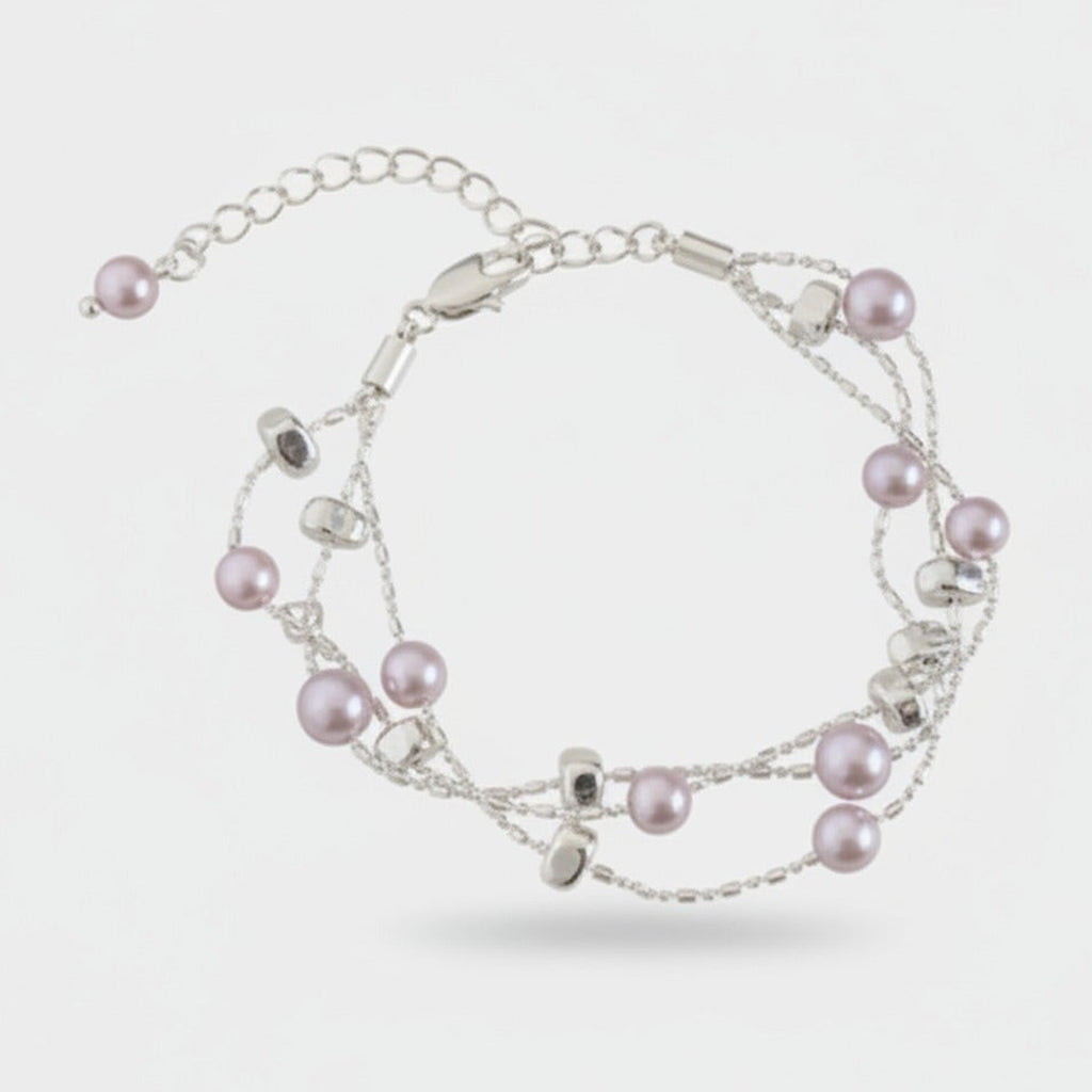 Pearl Beaded Double Strand Silver Bracelet – jewelry (view 1)