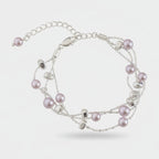 Pearl Beaded Double Strand Silver Bracelet – jewelry (view 1)