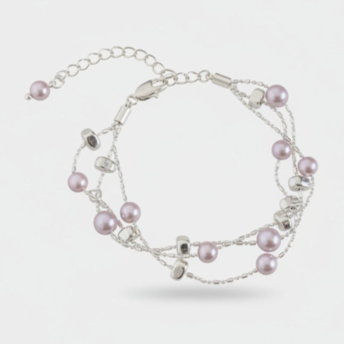 Pearl Beaded Double Strand Silver Bracelet – jewelry (view 1)