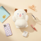 Adorable Cream Cat Plush Toy With Brown Ears