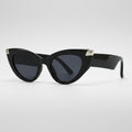 Black Cat Eye Sunglasses With Metal Accents