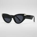 Black Cat Eye Sunglasses With Metal Accents