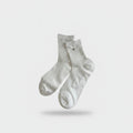 White Ribbed Crew Socks With Bow Detail
