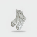 White Ribbed Crew Socks With Bow Detail