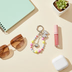 Pastel Beaded Charm Keyring With Butterfly And Heart