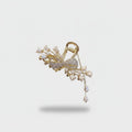 Golden Flower Pearl Rhinestone Hair Claw