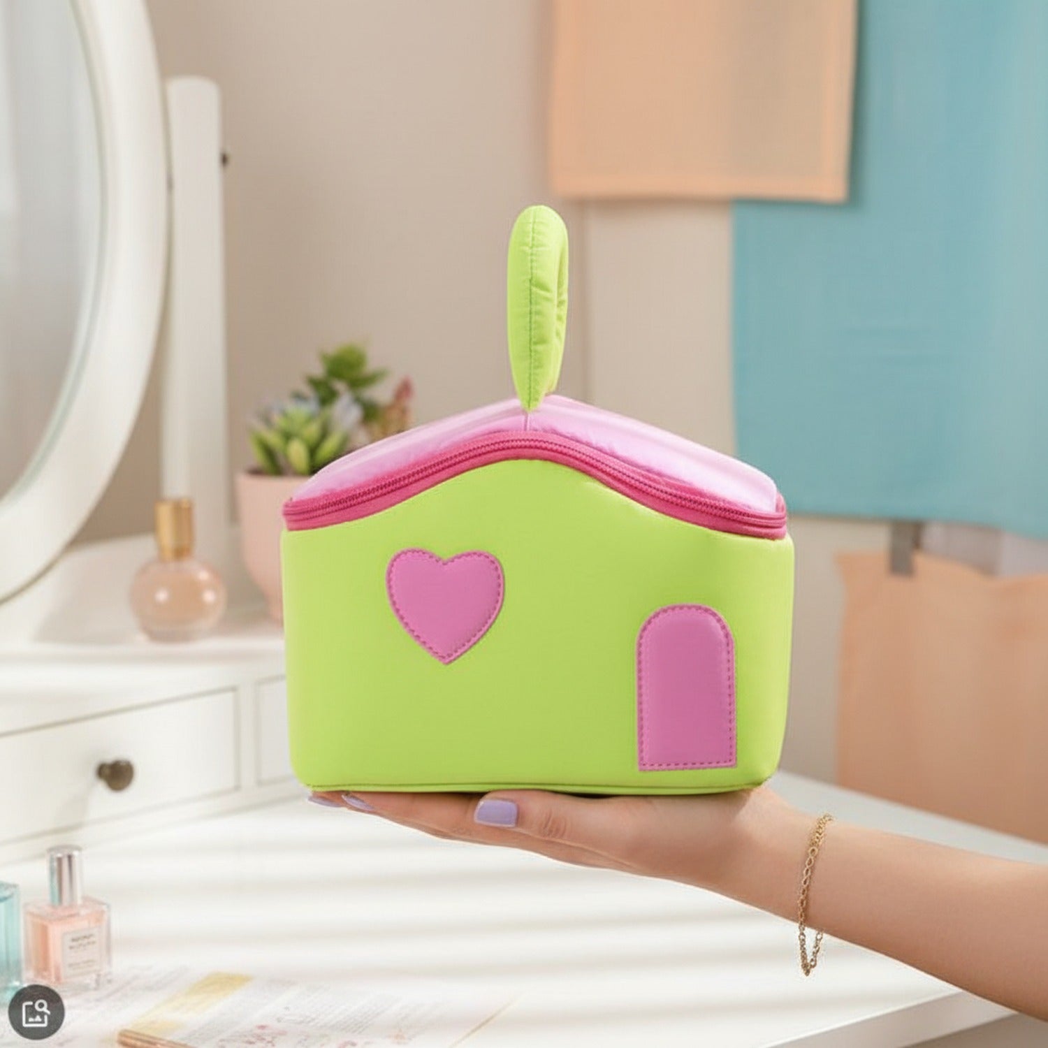 Lavender Heart Cosmetic Case With Mirror