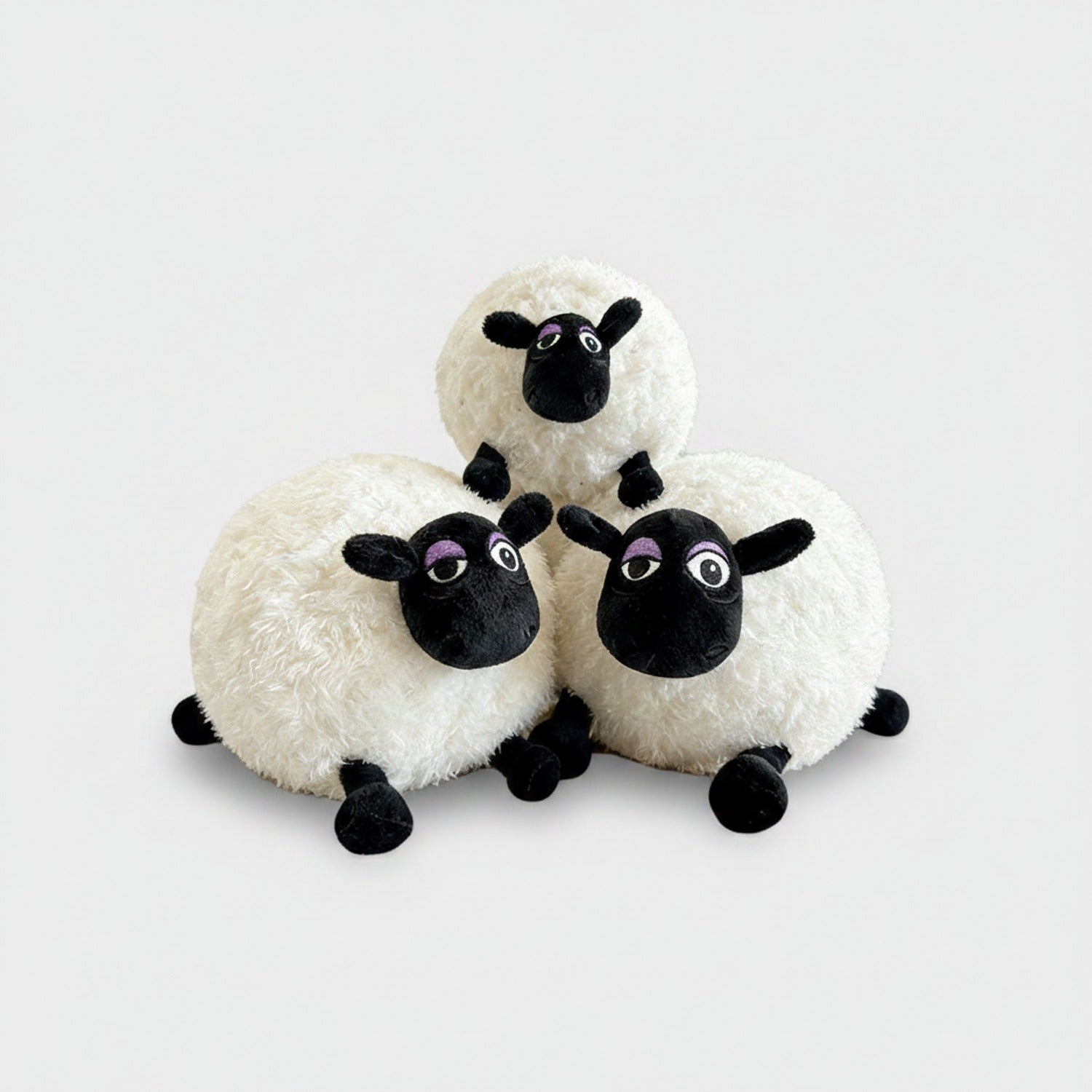 Fluffy Black & White Sheep Plush Toy Bundle