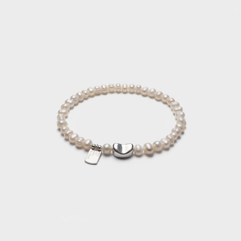 Pearl Beaded Bracelet With Heart Charm
