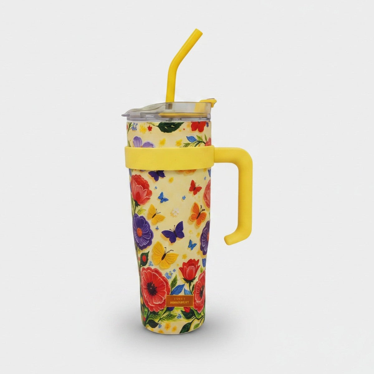 Butterfly Flower Yellow Insulated Tumbler With Straw – novelty & toys (view 1)