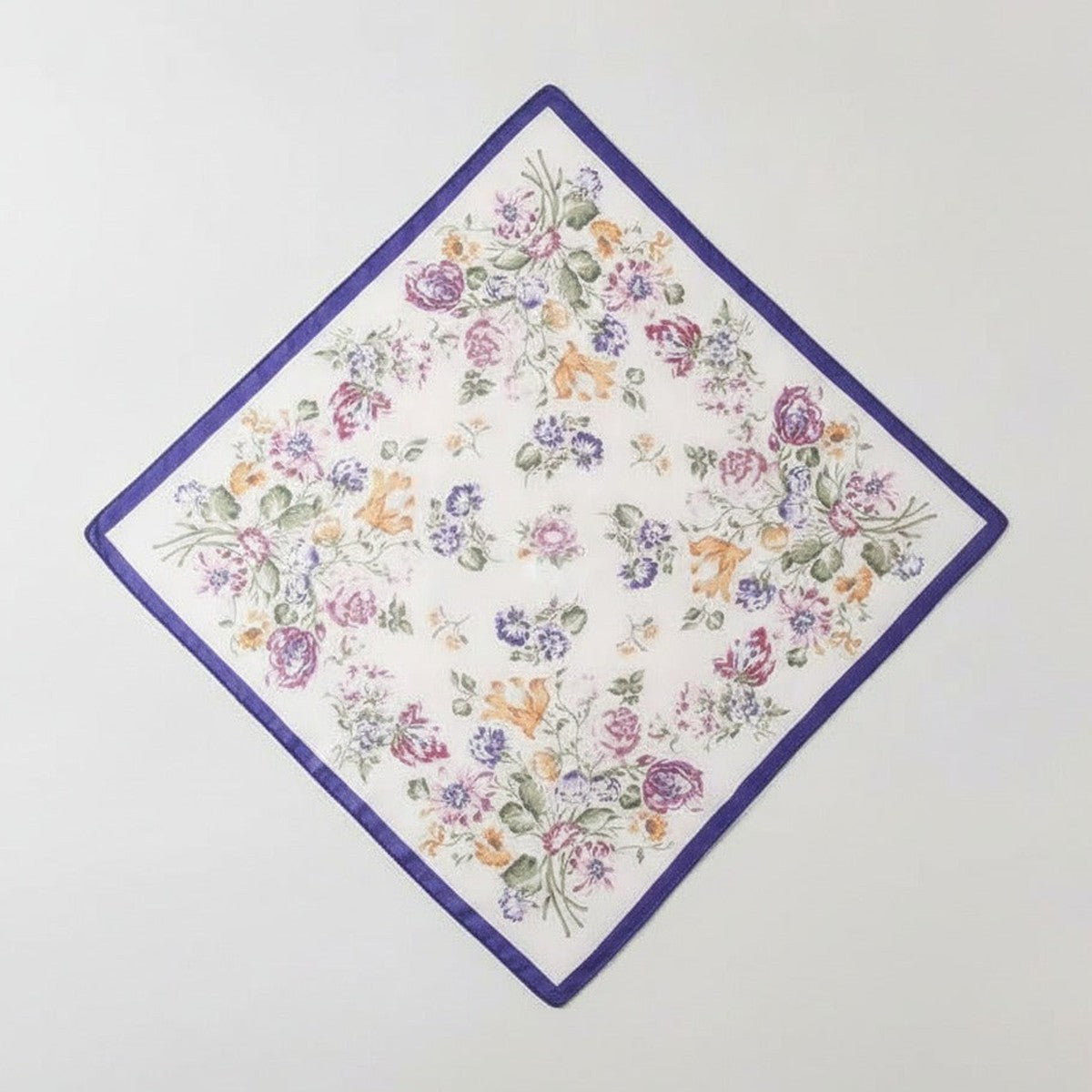 Vintage Floral Square Scarf - Purple Border Alt 2