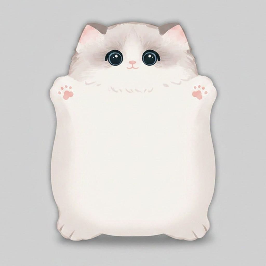 Fluffy White Cat Plush Sticky Notes Pad – stationery (view 1)