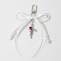 Pearl Bow Cross Keychain Charm - White 1-Pack – novelty & toys (view 1)