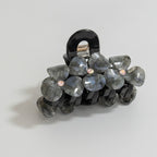 Flower Beaded Resin Hair Claw - Gray Black 9.1cm – hair accessories (view 1)