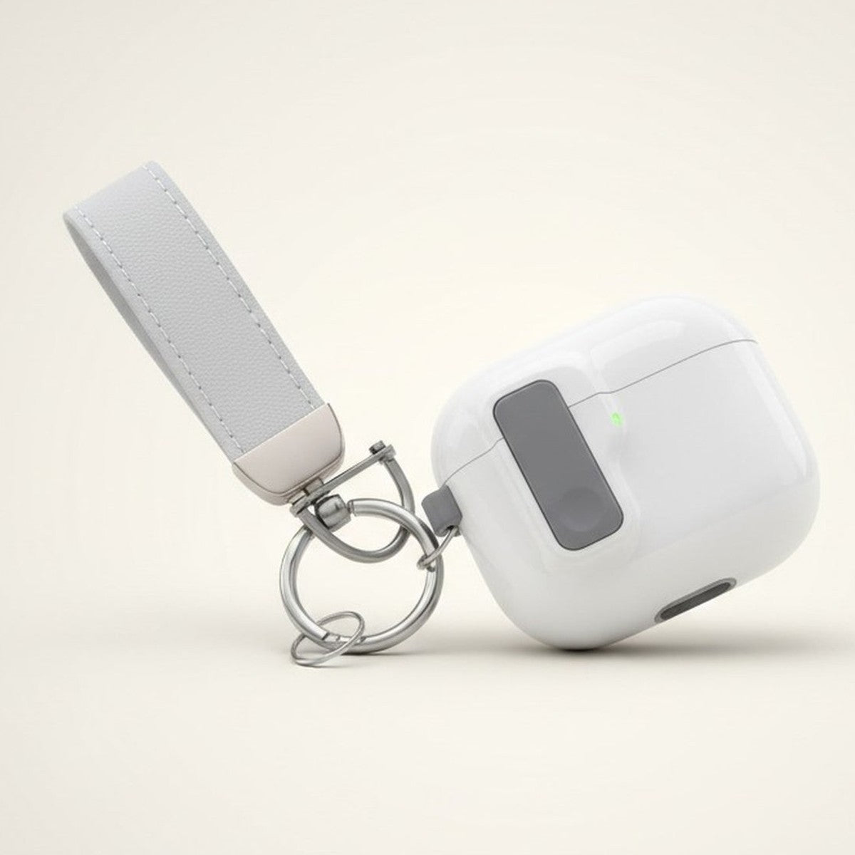 White Safety Lock Automatic Pop-Up AirPods Case – tech (view 1)
