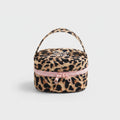 Leopard Print Cosmetic Bag With Pink Bow