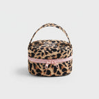 Leopard Print Cosmetic Bag With Pink Bow