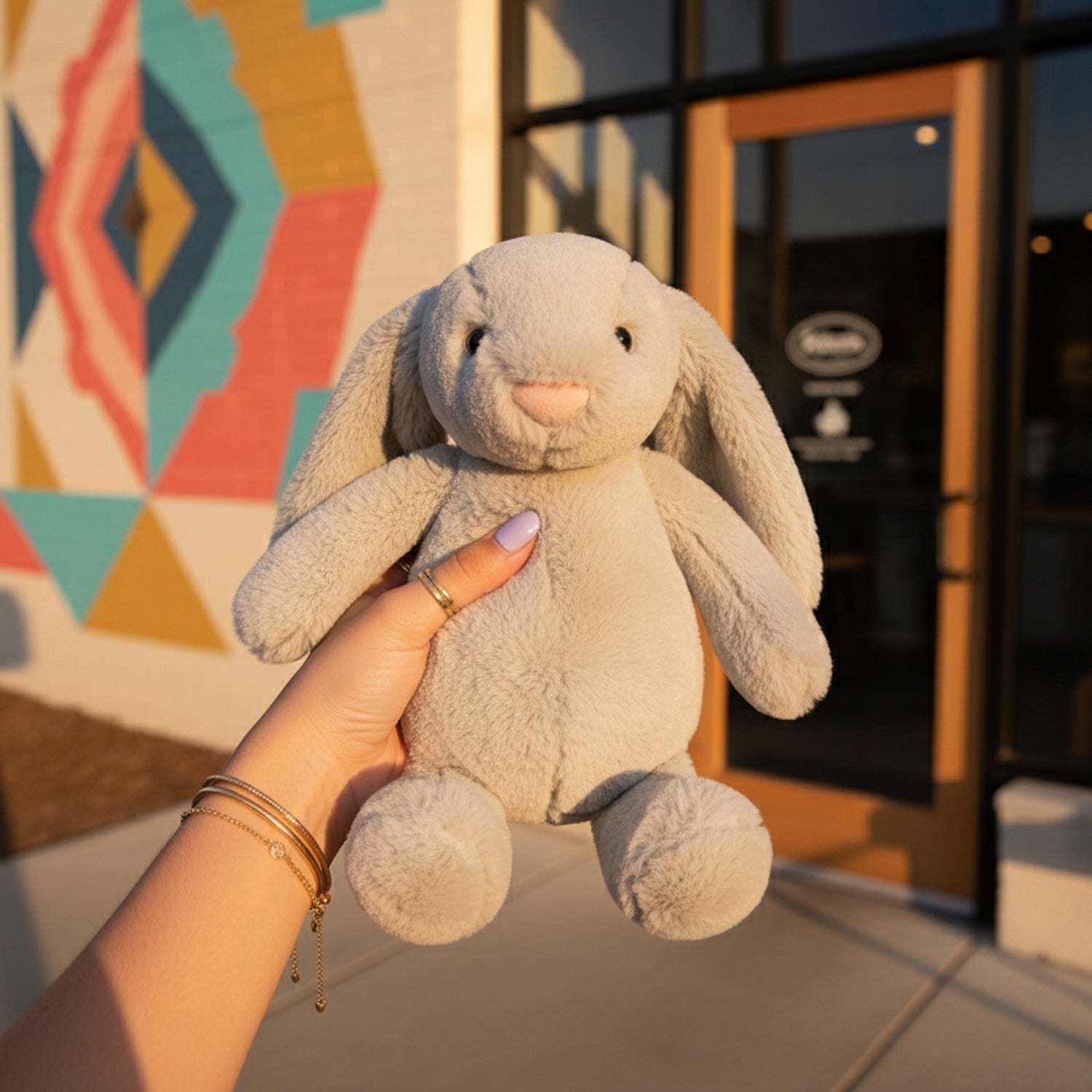 Soft Grey Plush Bunny Stuffed Animal Toy