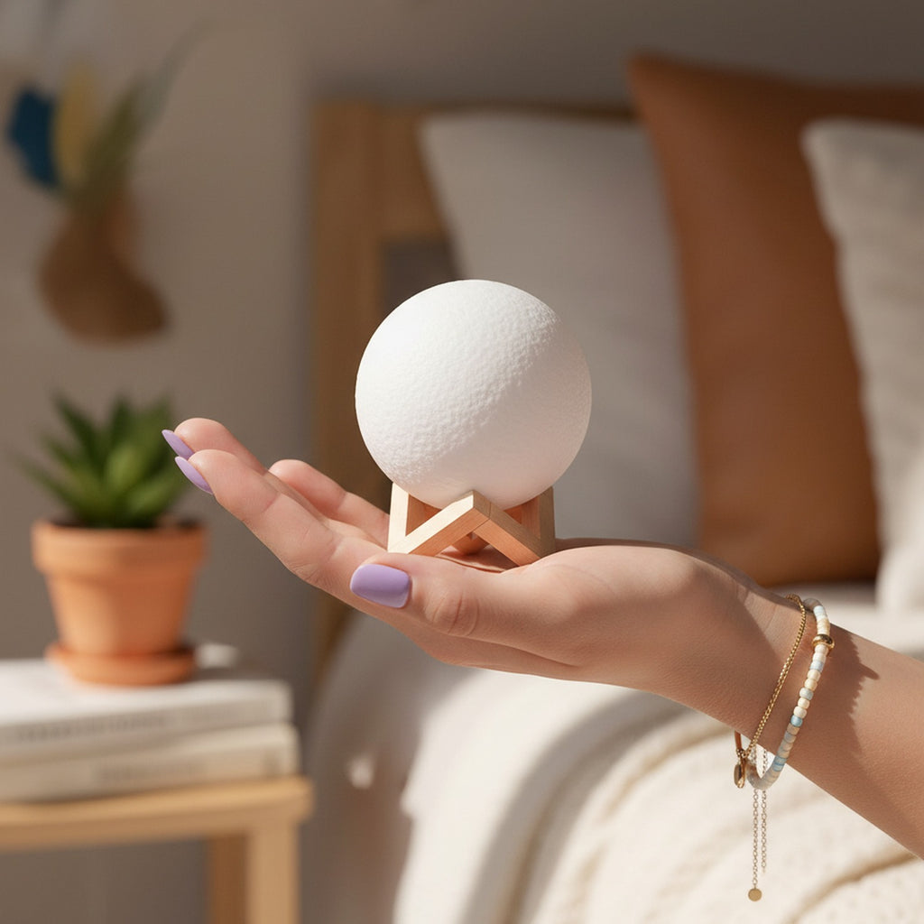 Moon Lamp Night Light With Wooden Stand