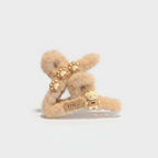 Fuzzy Teddy Bear Hair Claw With Paw Charms