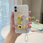 Pastel Beaded Charm Keyring With Butterfly And Heart