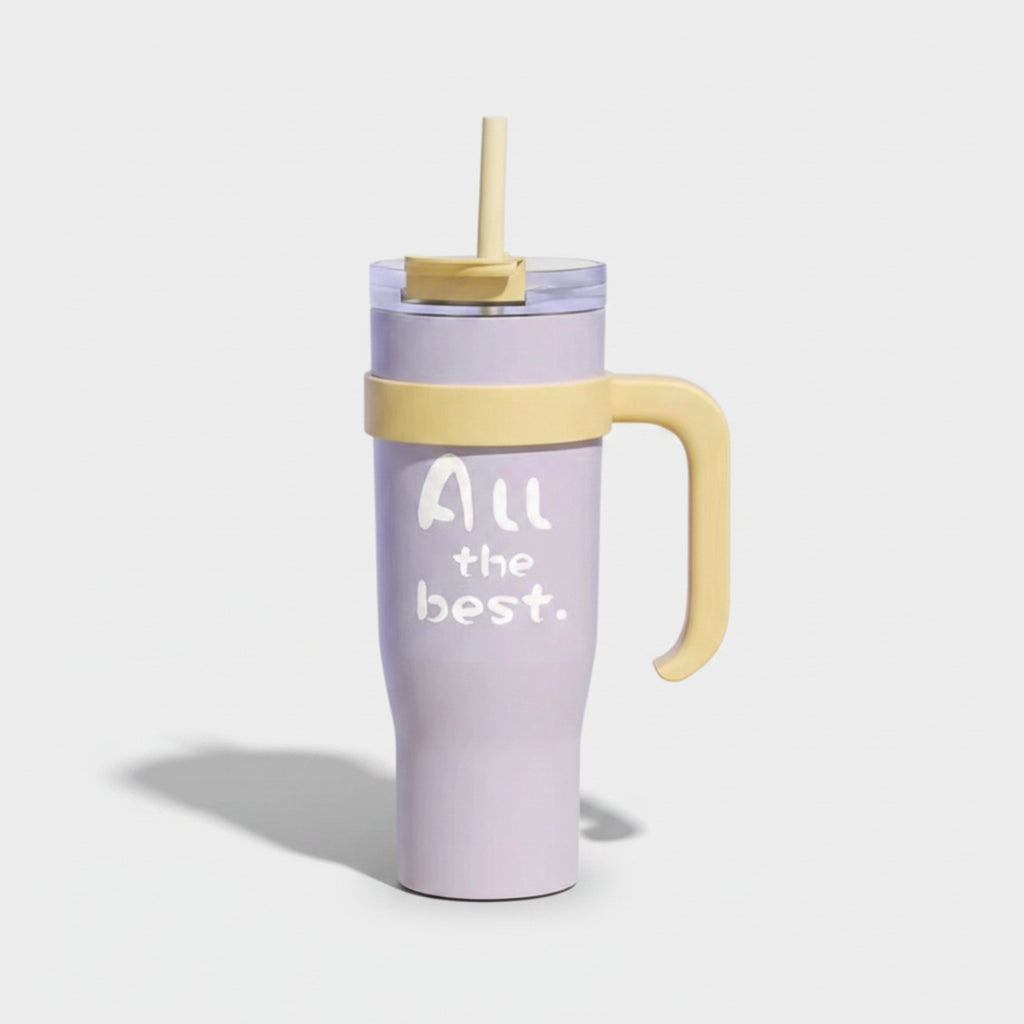 Lavender Insulated Tumbler With Handle And Straw