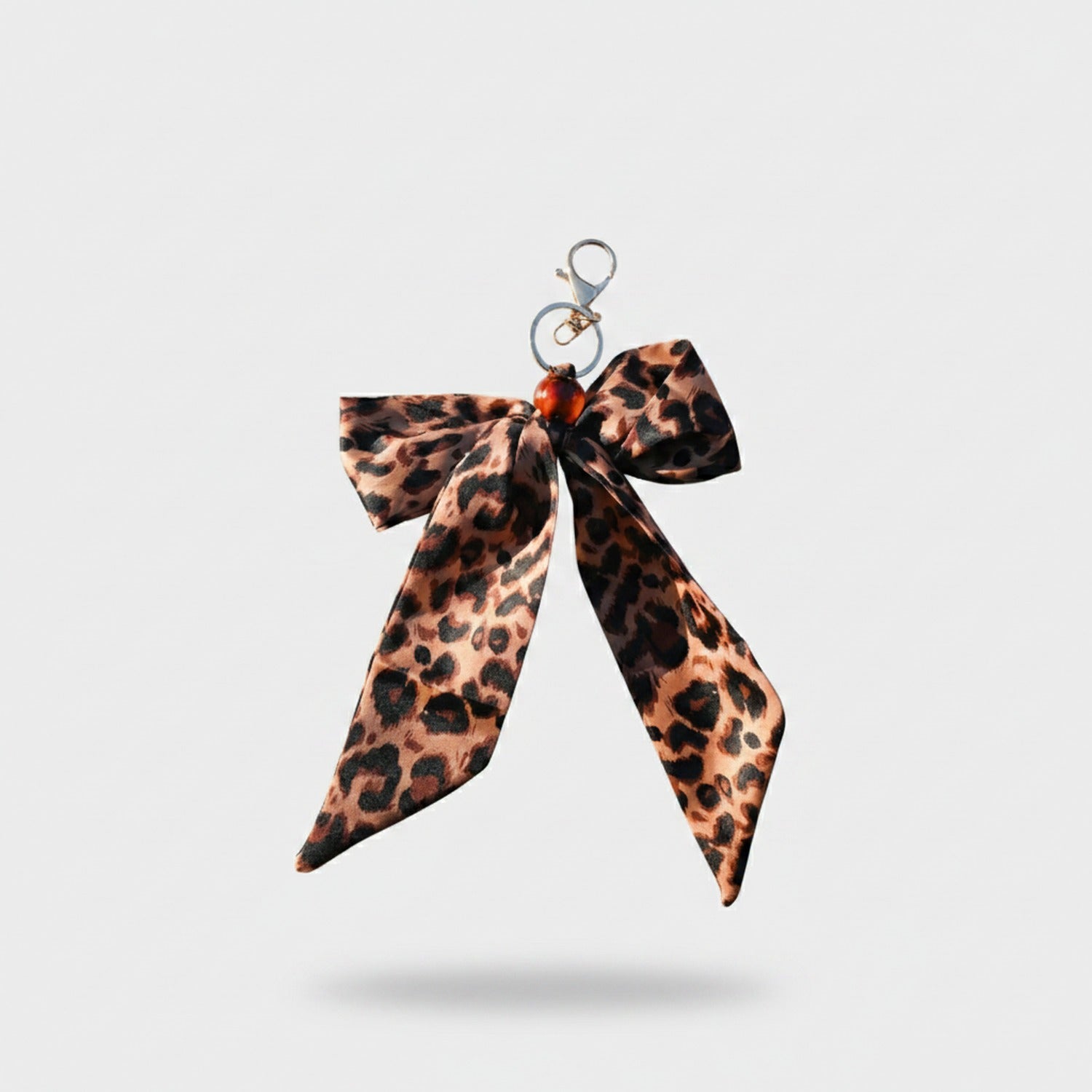 Leopard Print Acrylic Keyring With Bow Charm
