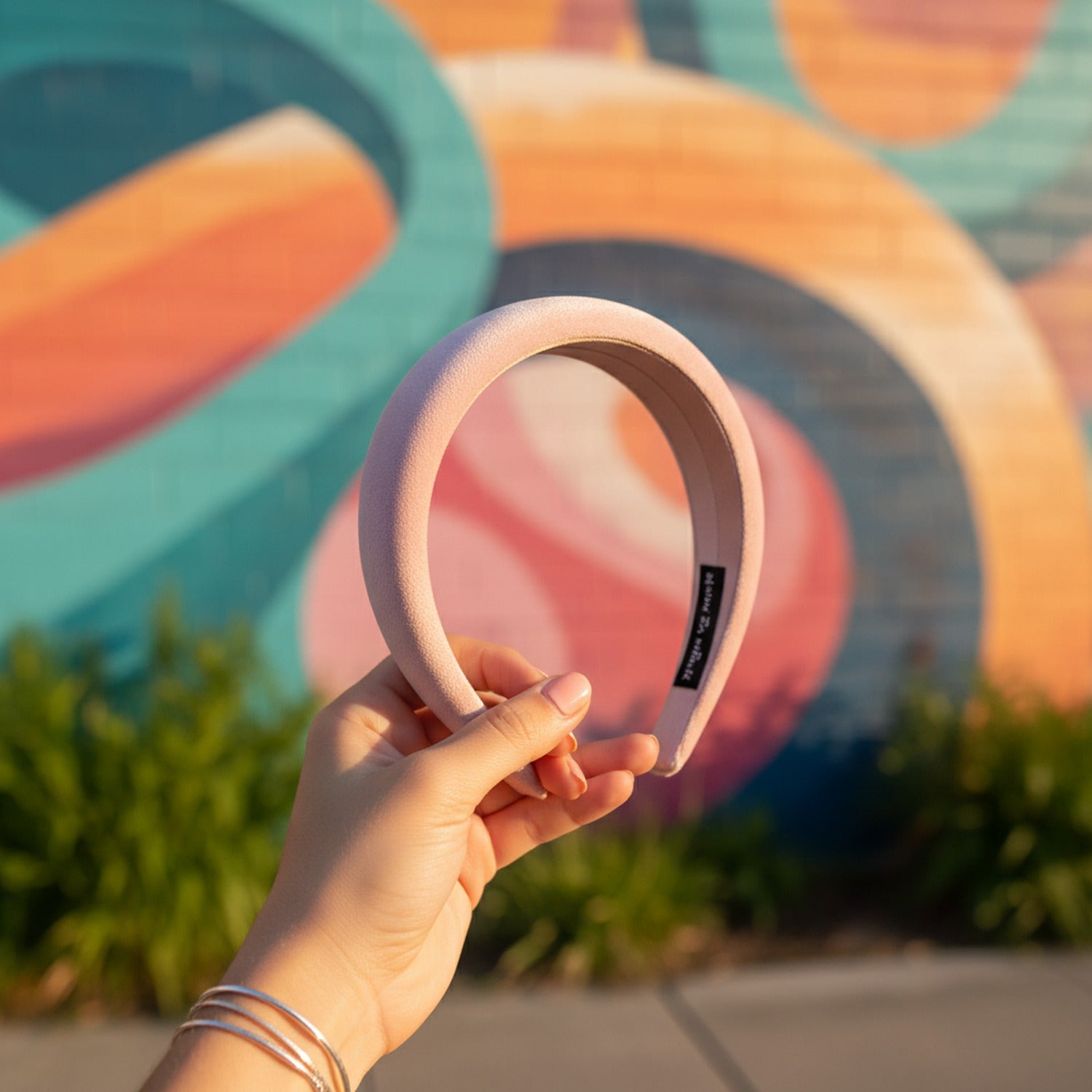 Padded Pink Satin Wide Headband