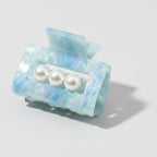 Pearl Accent Marble Hair Claw Clip - Blue – hair accessories (view 1)