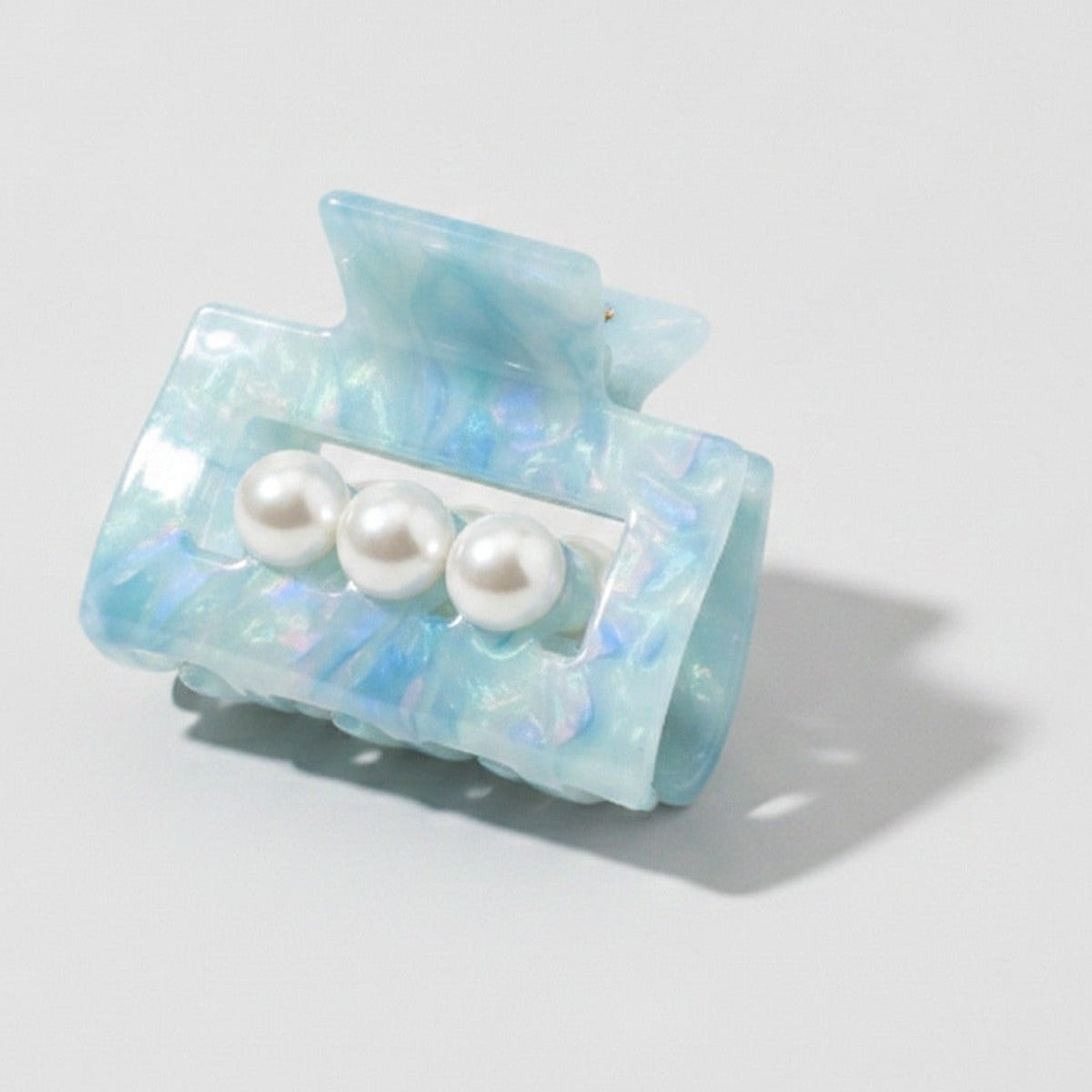 Pearl Accent Marble Hair Claw Clip - Blue – hair accessories (view 1)