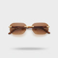 Rimless Brown Gradient Sunglasses Gold Bridge