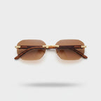Rimless Brown Gradient Sunglasses Gold Bridge