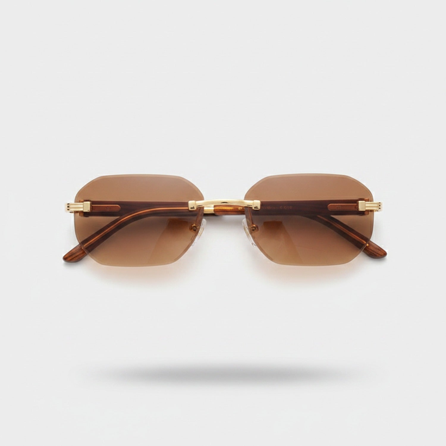 Rimless Brown Gradient Sunglasses Gold Bridge