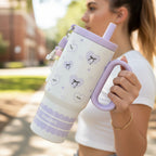 Lavender Heart Beaded Charm Tumbler Cup