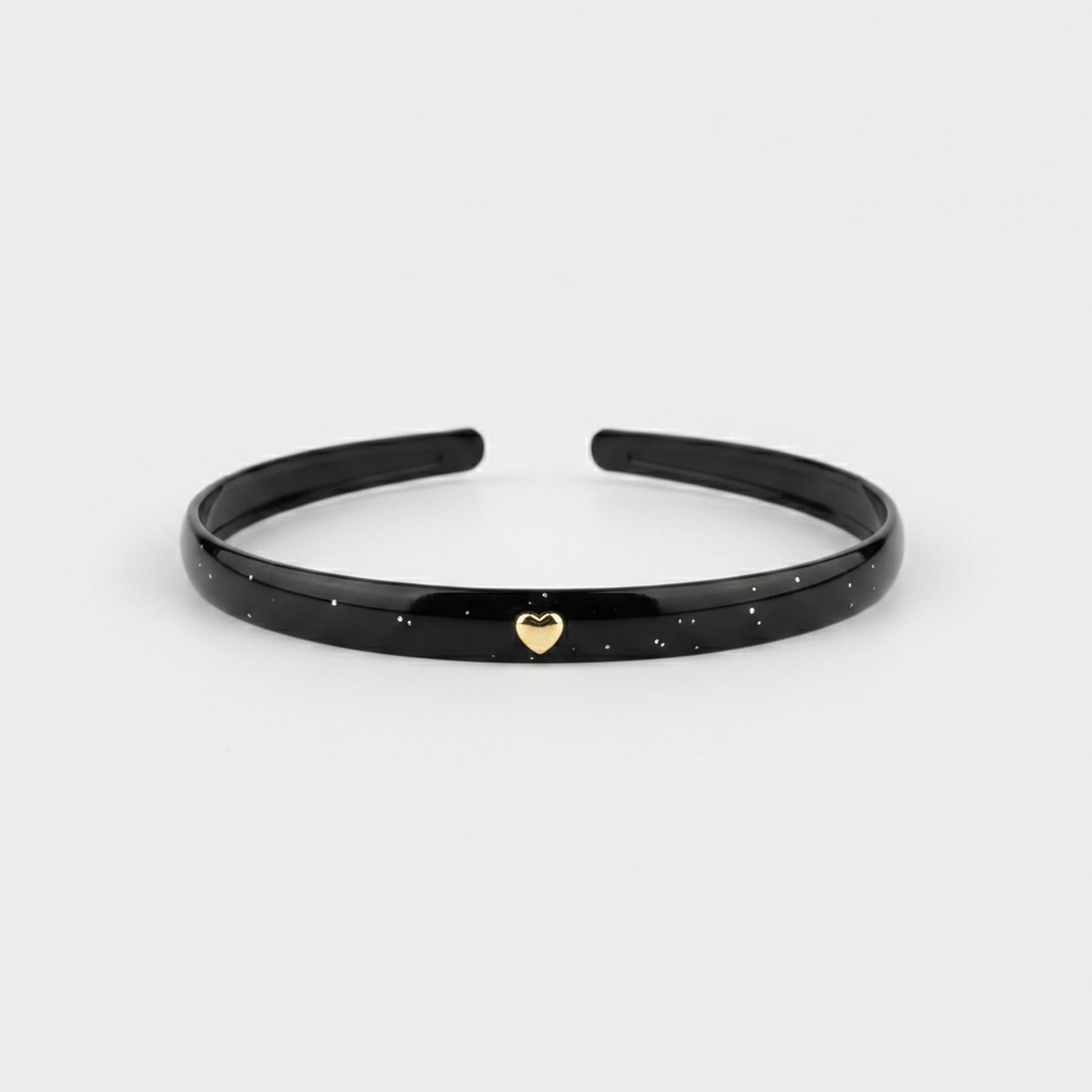 Black Padded Headband With Gold Heart Charm