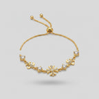 Gold Cross Charm Bracelet With Rhinestones