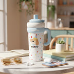 Puppy Party Stainless Steel Tumbler With Straw